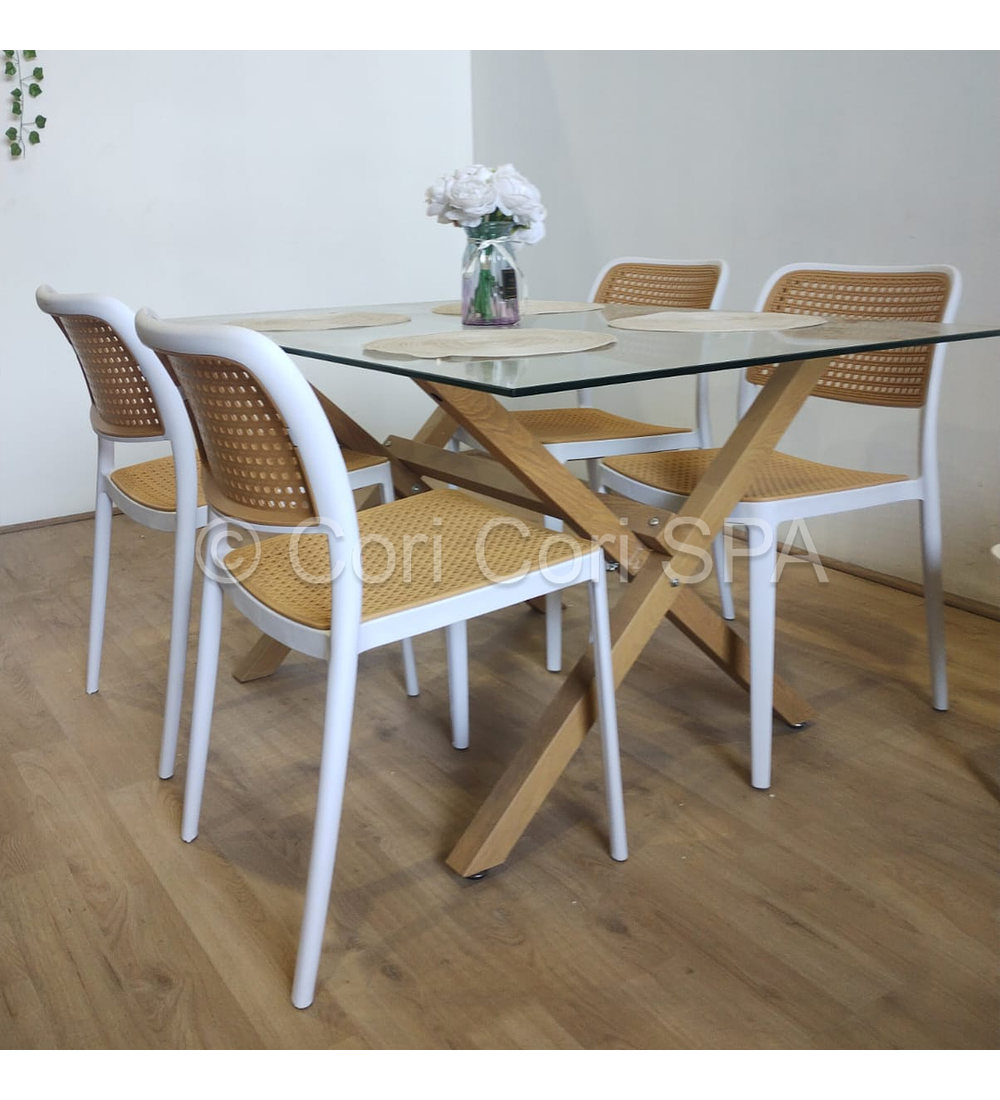 Comedor Medlock 140x90cm +  4 Sillas Delta