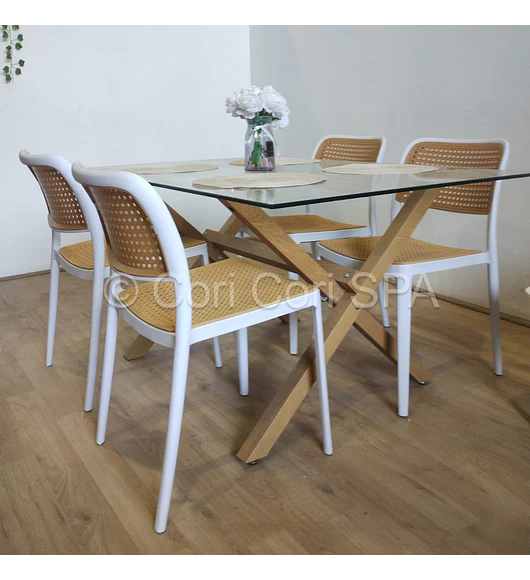 Comedor Medlock 140x90cm +  4 Sillas Delta