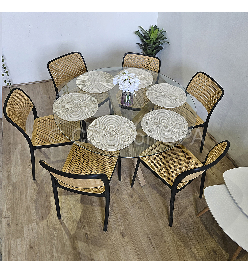 Comedor Mesa Warwick 120cm + 6 Sillas Delta 