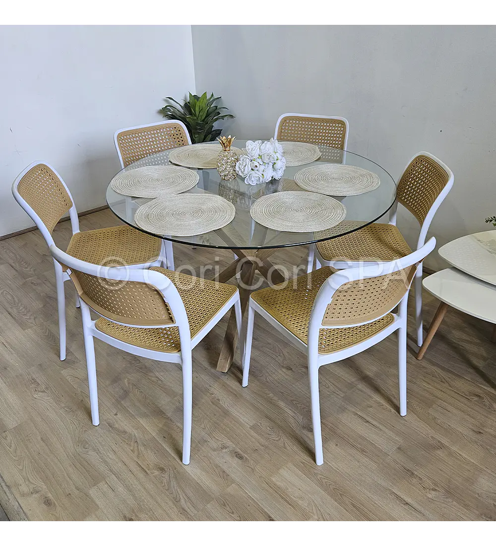 Comedor Mesa Warwick 120cm + 6 Sillas Delta 