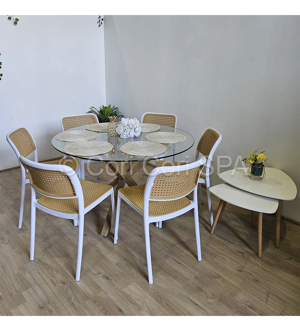 Comedor Mesa Warwick 120cm + 6 Sillas Delta 