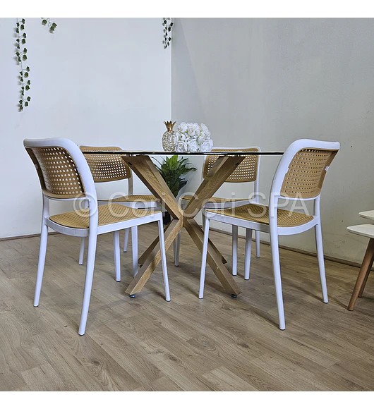 Comedor Mesa Warwick 100cm + 4 Sillas Delta 