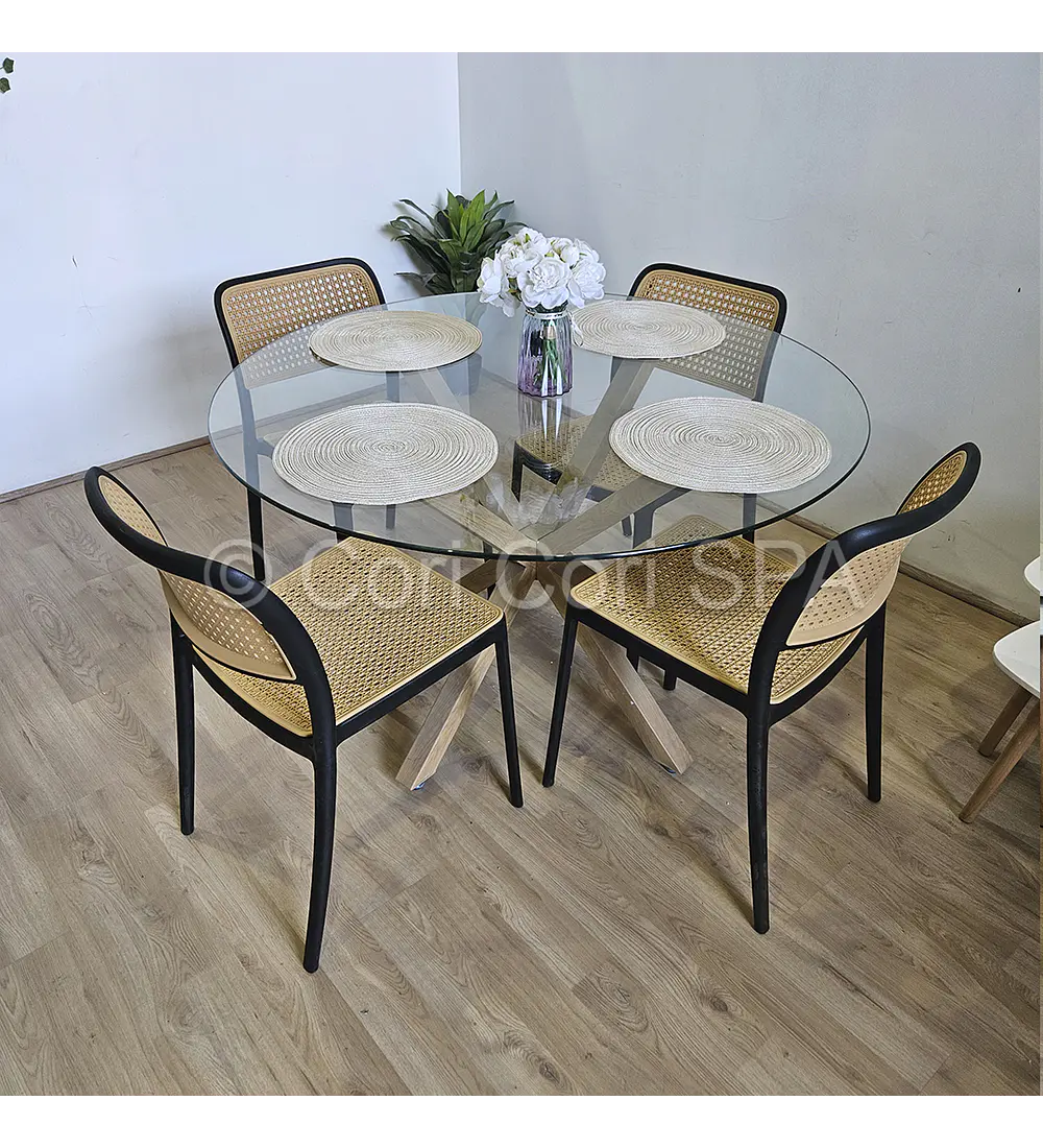 Comedor Mesa Warwick 120cm + 4 Sillas Delta 