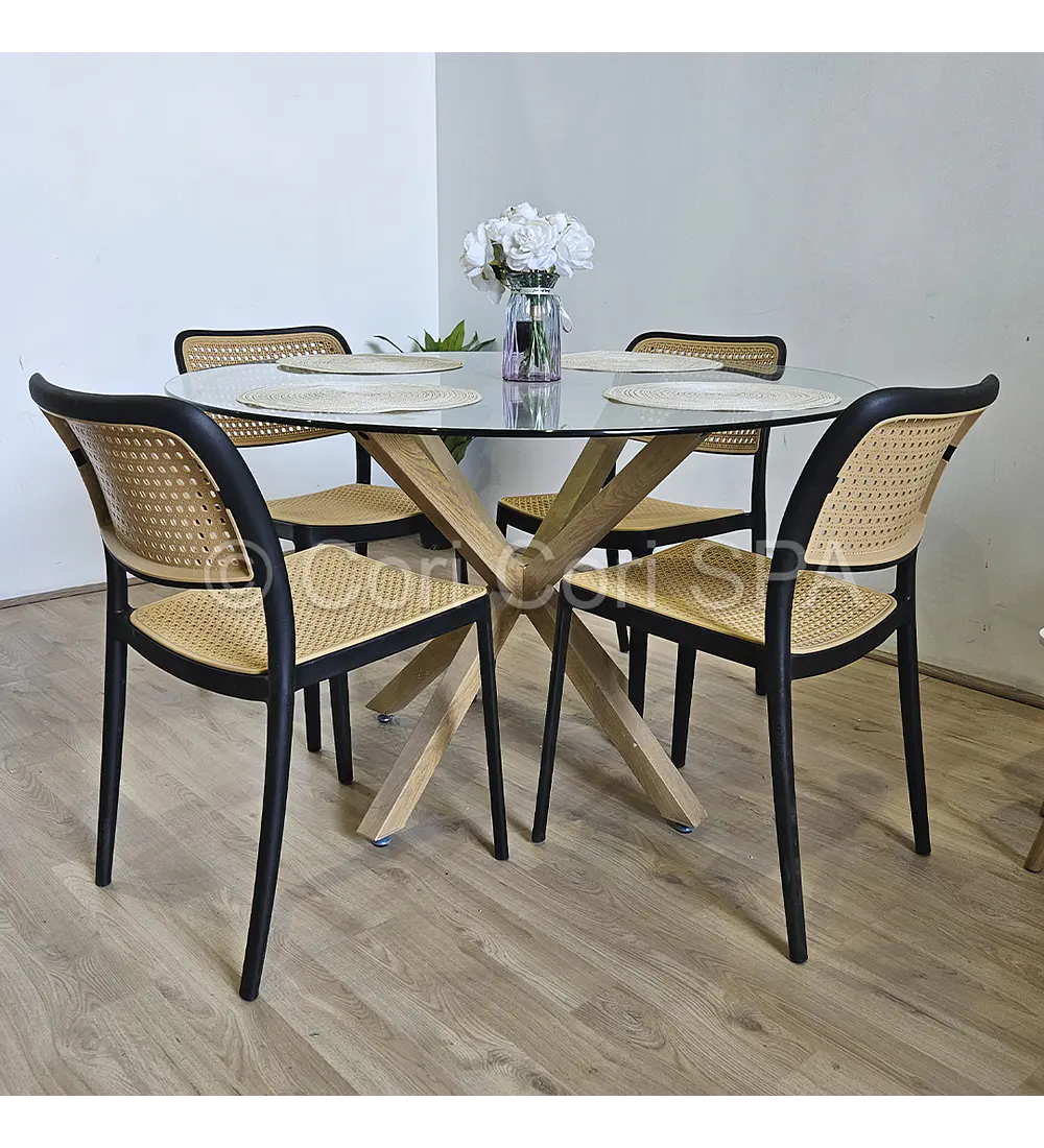 Comedor Mesa Warwick 120cm + 4 Sillas Delta 