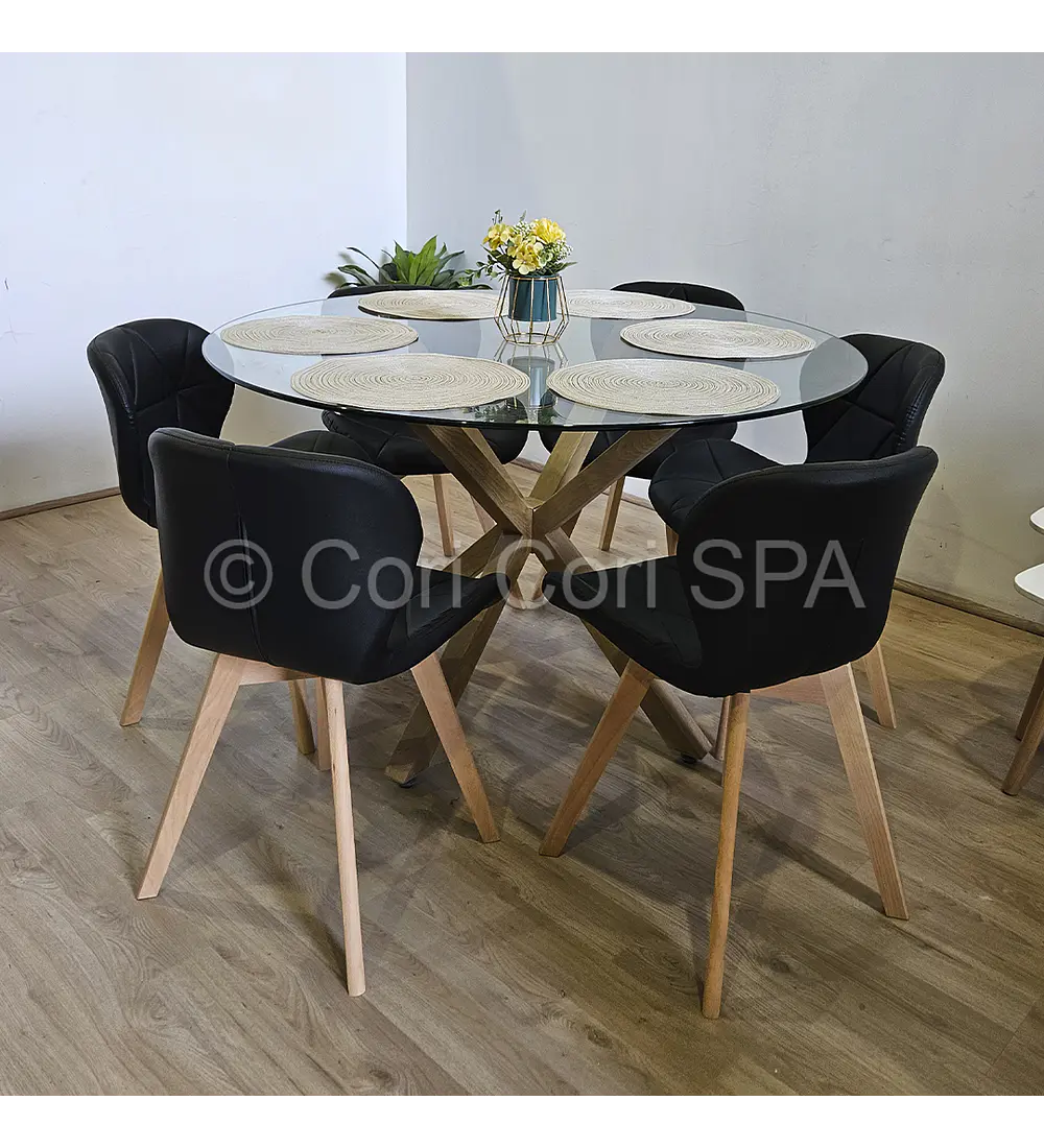 Comedor Mesa Warwick 120cms + 6 Sillas Mariposa Wood 