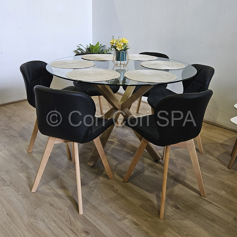Comedor Mesa Warwick 120cms + 6 Sillas Mariposa Wood  2
