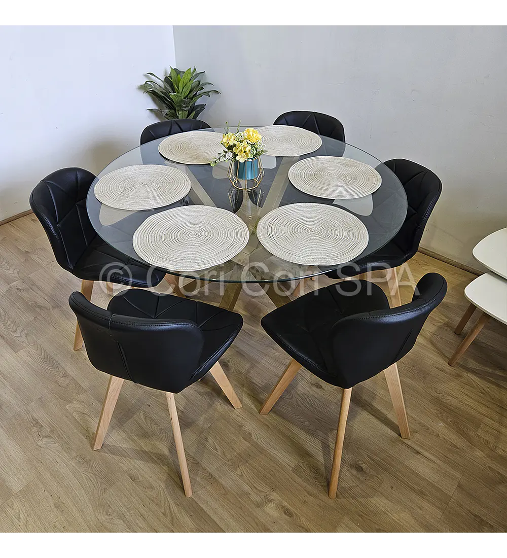 Comedor Mesa Warwick 120cms + 6 Sillas Mariposa Wood 