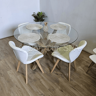 Comedor Mesa Warwick 120 + 4 Sillas Mariposa Wood 