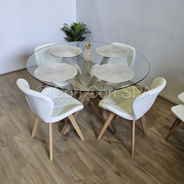 Comedor Mesa Warwick 120 + 4 Sillas Mariposa Wood  2