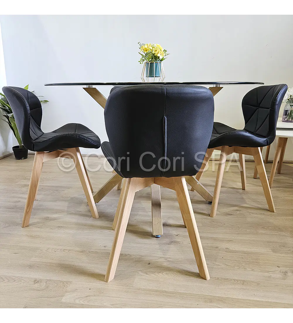 Comedor Mesa Warwick 120 + 4 Sillas Mariposa Wood 
