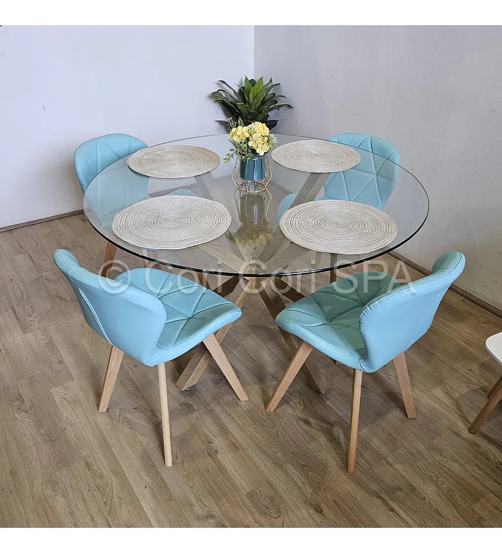 Comedor Mesa Warwick 120 + 4 Sillas Mariposa Wood 