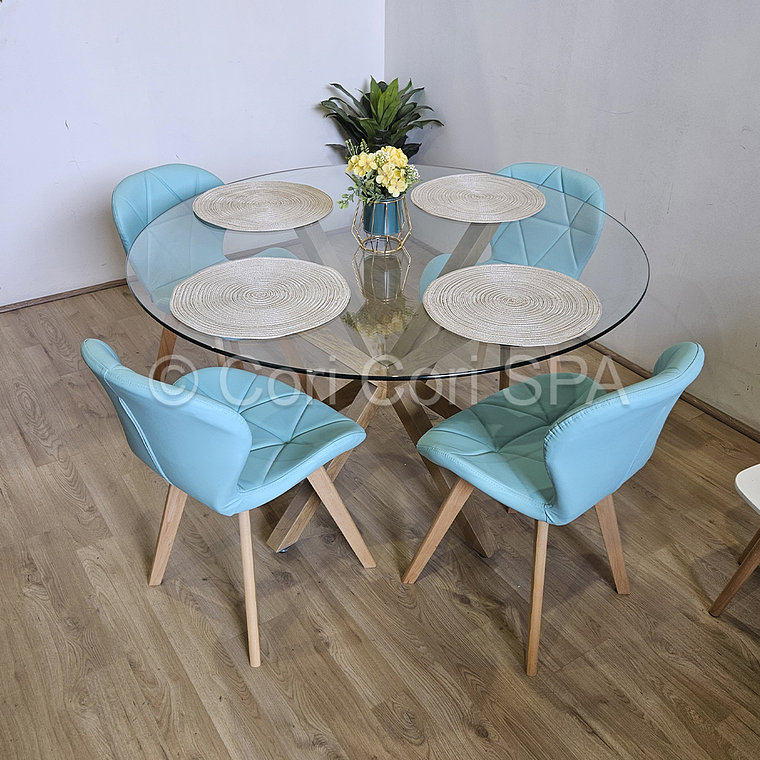 Comedor Mesa Warwick 120 + 4 Sillas Mariposa Wood  3