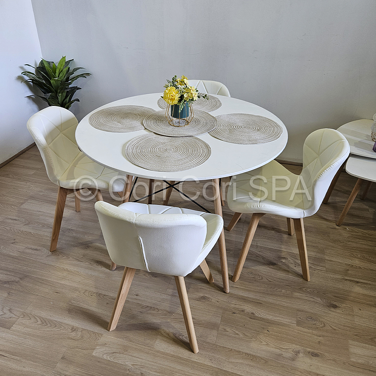 Comedor Mesa Eames Blanca 100cms + 4 Sillas Mariposas Wood  4