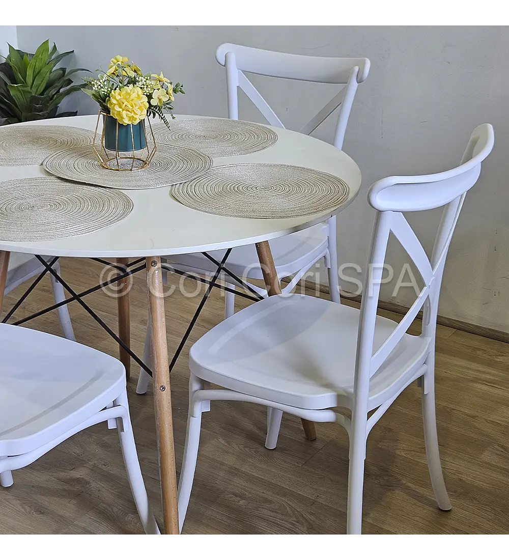 Comedor Mesa Eames Blanca 100cms + 4 Sillas Danubio 