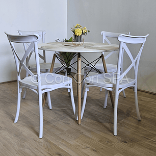 Comedor Mesa Eames Blanca 80cms + 4 Sillas Danubio
