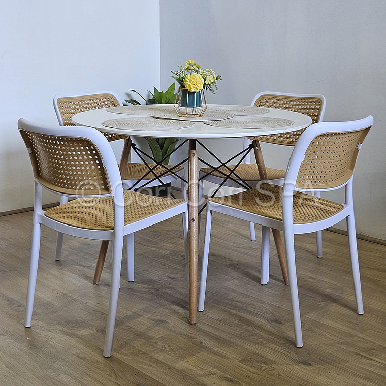 Comedor Mesa Eames Blanca 80cms + 4 Sillas Delta  4