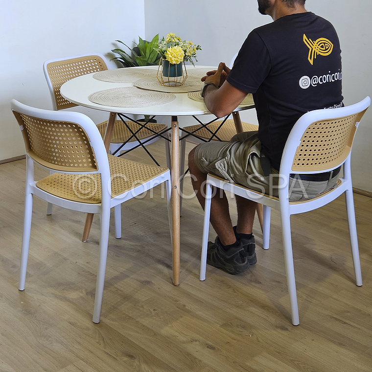 Comedor Mesa Eames Blanca 80cms + 4 Sillas Delta  5