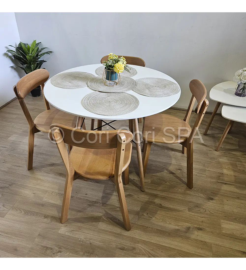 Comedor Mesa Eames 100cms + 4 Sillas Fresno 
