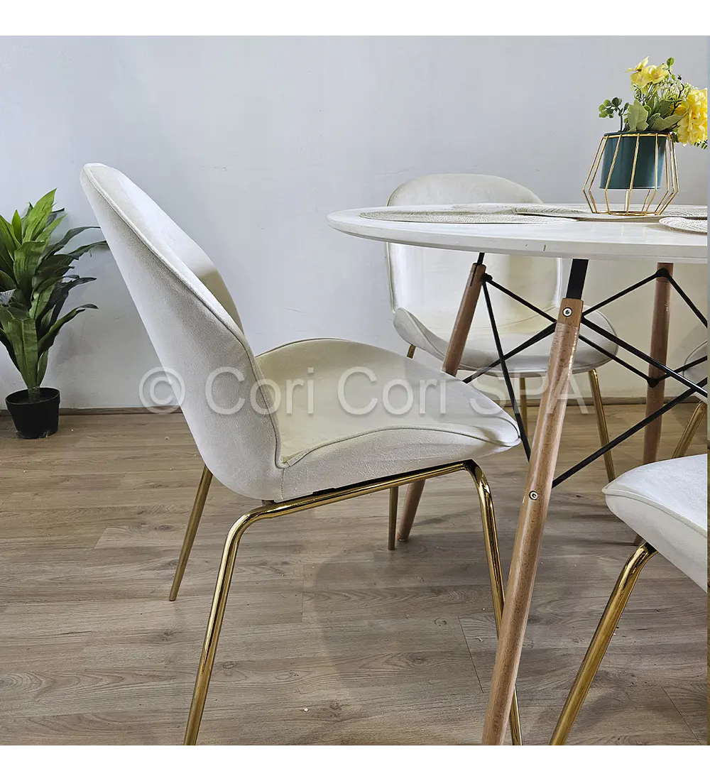 Comedor Mesa Eames Blanca 100cms + 4 Sillas Beetle 