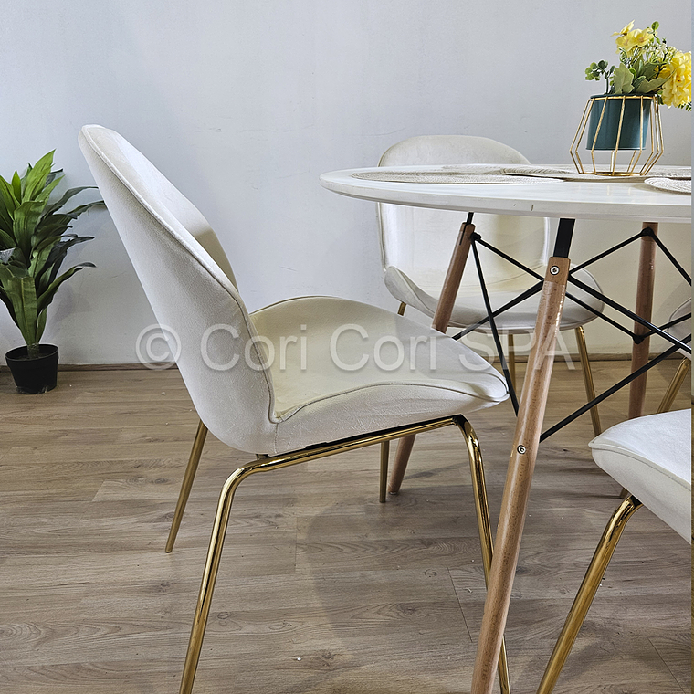 Comedor Mesa Eames Blanca 100cms + 4 Sillas Beetle  6