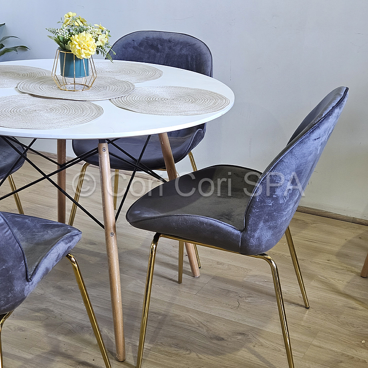 Comedor Mesa Eames Blanca 100cms + 4 Sillas Beetle  2