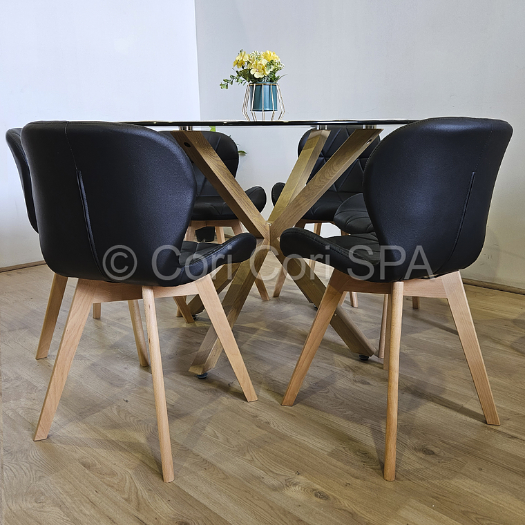 Comedor Mesa Warwick 120 + 4 Sillas Mariposa Wood  5