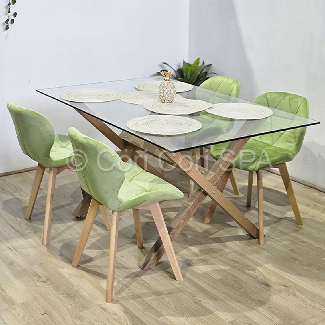 Comedor Medlock 130 x 80cm + 4 Sillas Mariposa Velvet  2
