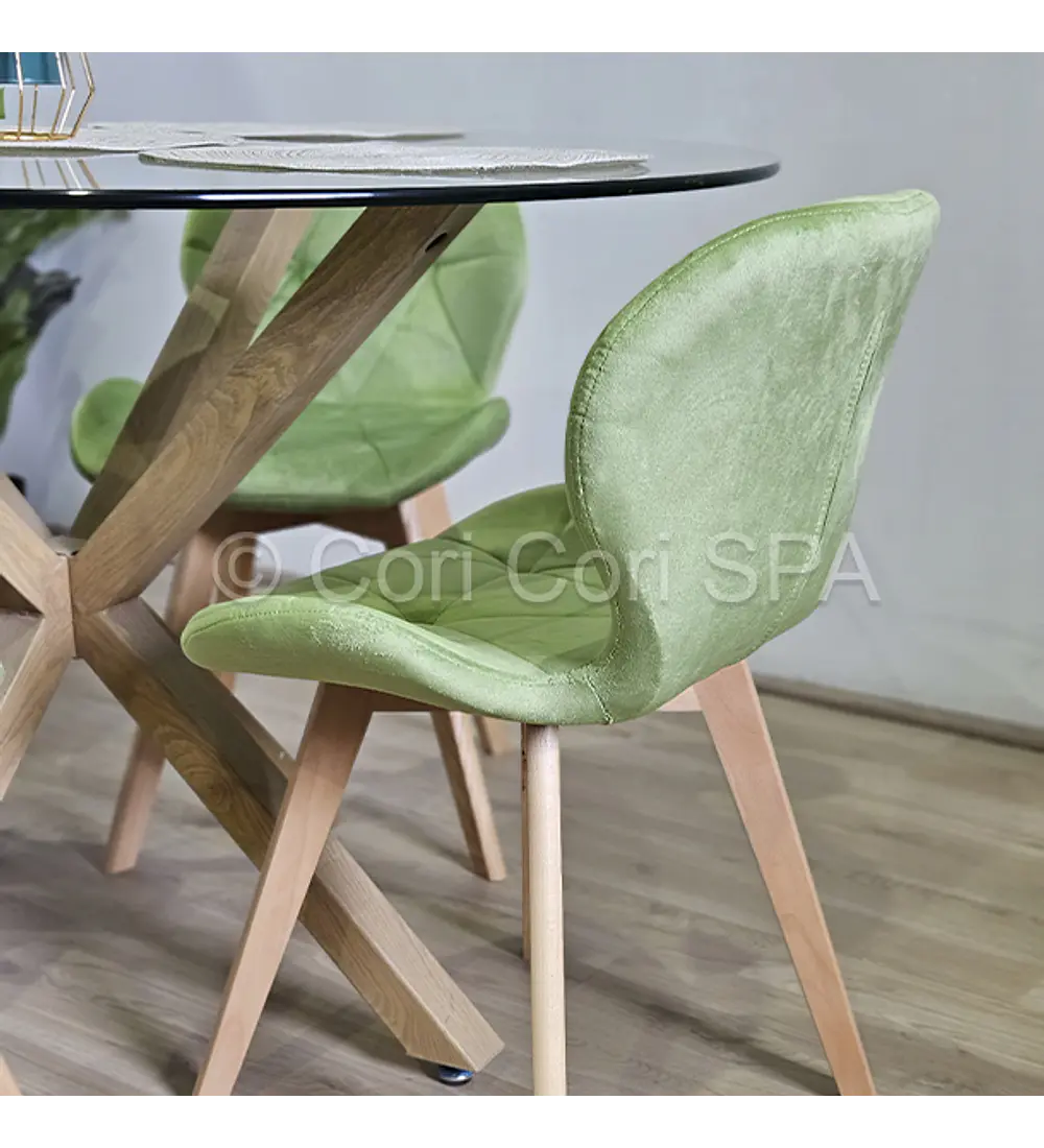 Comedor Warwick  120cm + 4 Sillas Mariposa Velvet 