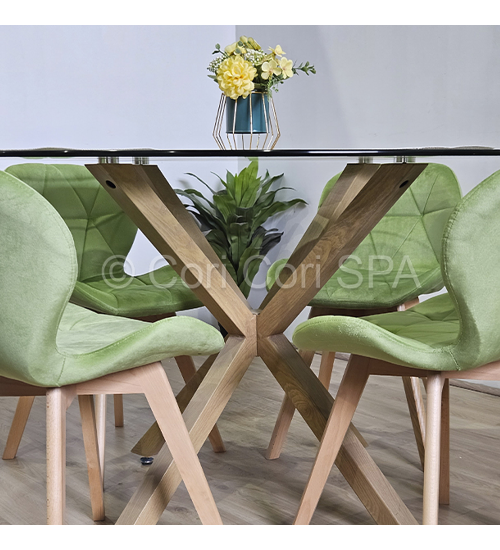 Comedor Warwick  120cm + 4 Sillas Mariposa Velvet 