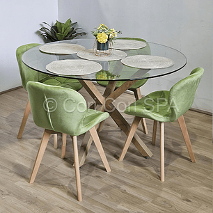 Comedor Warwick 100cm + 4 Sillas Mariposa Velvet 