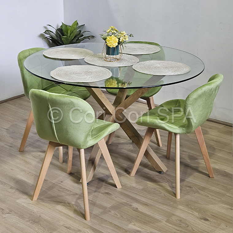 Comedor Warwick 100cm + 4 Sillas Mariposa Velvet  2