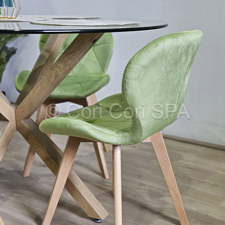 Comedor Warwick 100cm + 4 Sillas Mariposa Velvet  10
