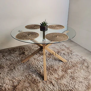 Comedor Mesa Warwick 100cm + 4 Sillas Patchwork DaVinci