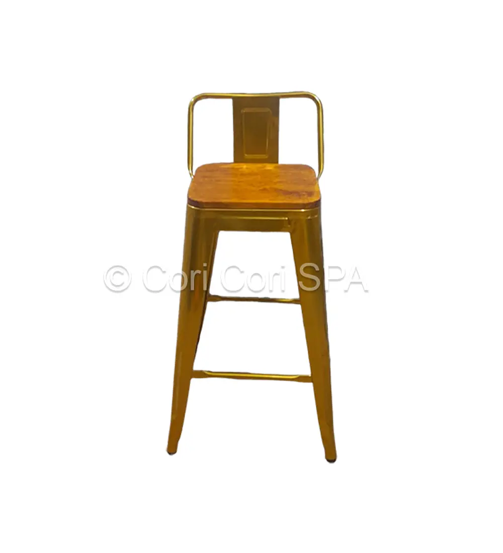 Taburete Tolix Dorado (66cm) - Asiento de Madera Industriales 