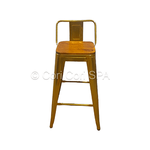Taburete Tolix Dorado (66cm) - Asiento de Madera Industriales 