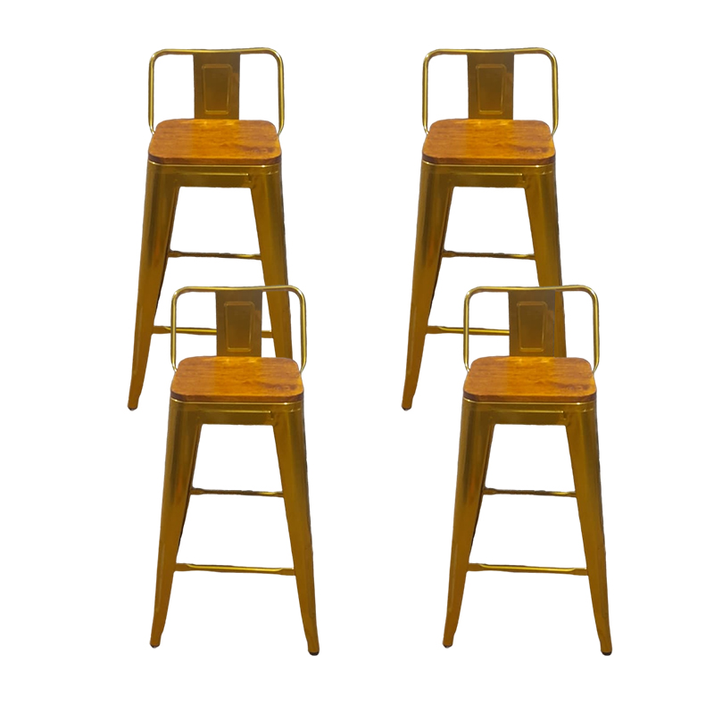 Pack 4 Taburetes Tolix Dorado Asiento de Madera Industria