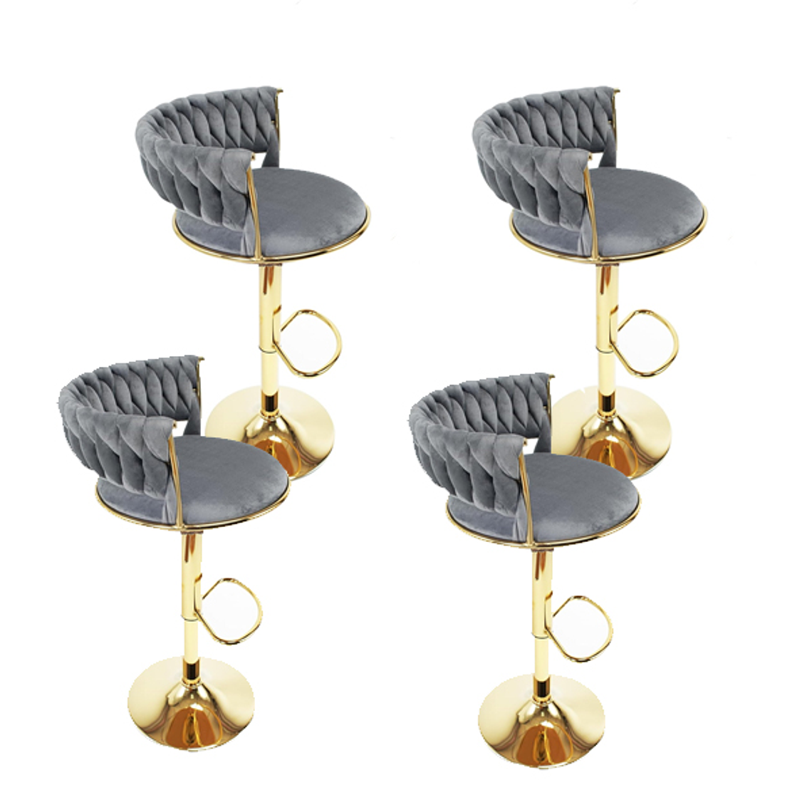 Pack 4 Taburetes Queen Velvet Gold 3