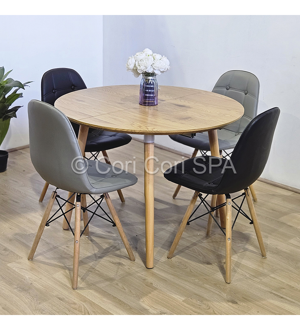 Comedor Mesa Expandible (100 - 180cms) + Sillas Capitonné