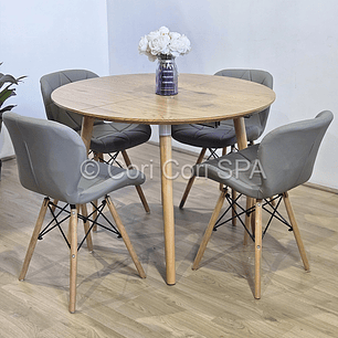 Comedor Mesa Expandible (100 - 180cms) + 4 Silla Eames Mariposa Ecocuero