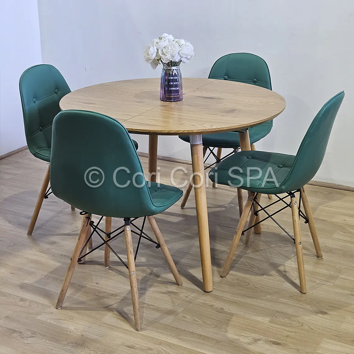 Comedor Mesa Expandible (100 - 180cms) + 4 Sillas Capitonne Eames Ecocuero 3
