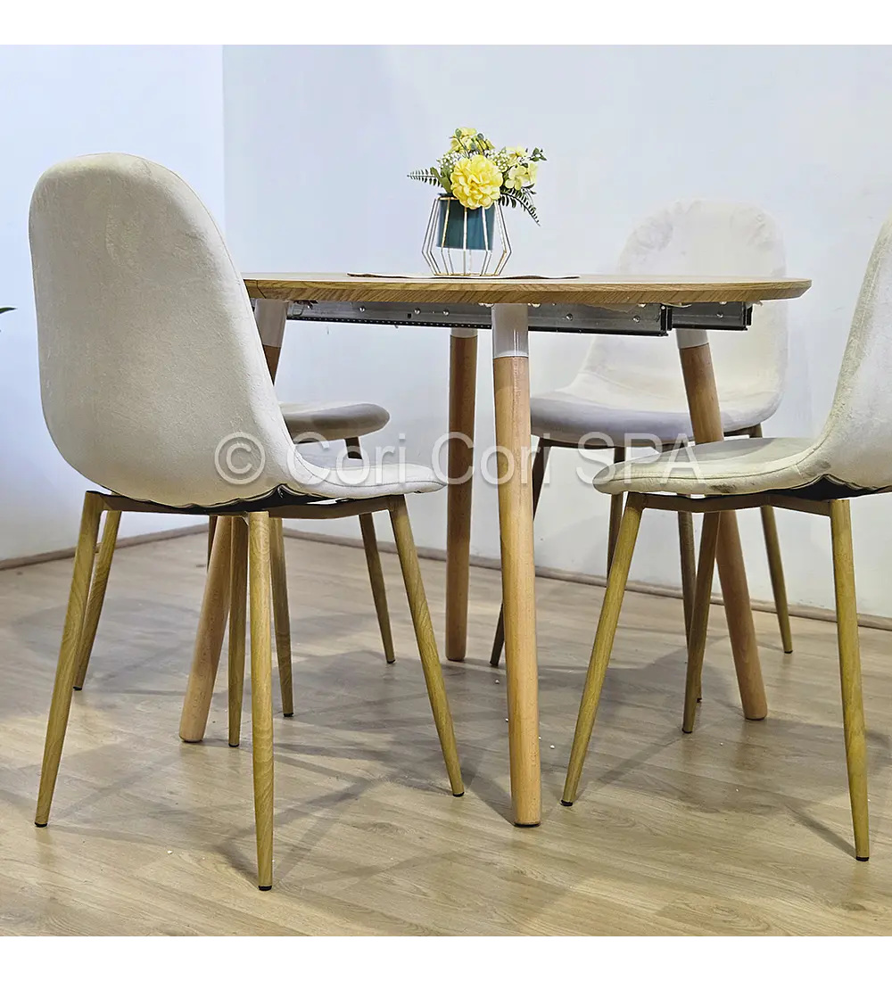 Comedor Mesa Expandible (100 - 180cms) + Sillas Scoop Velvet
