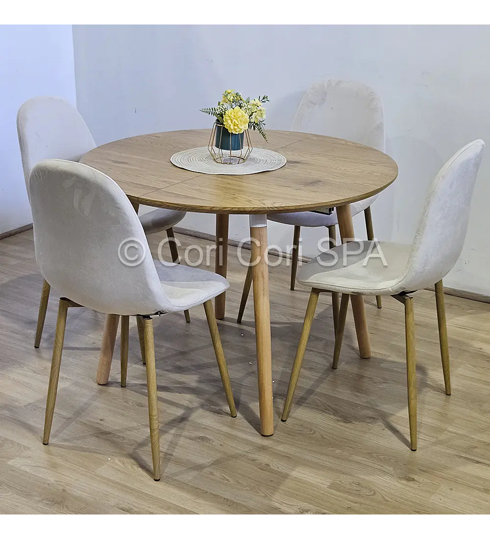 Comedor Mesa Expandible (100 - 180cms) + Sillas Scoop Velvet