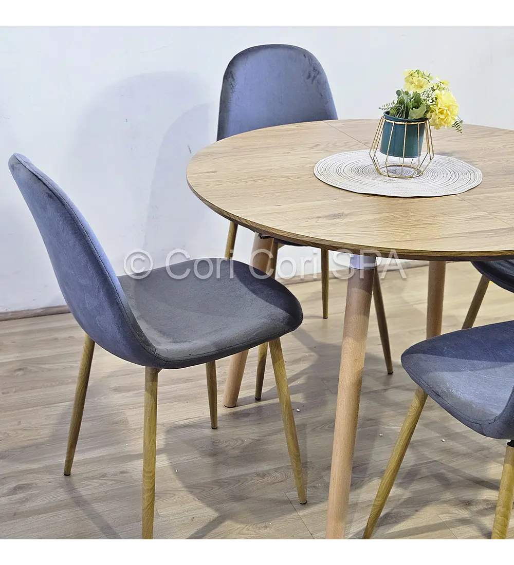 Comedor Mesa Expandible (100 - 180cms) + Sillas Scoop Velvet