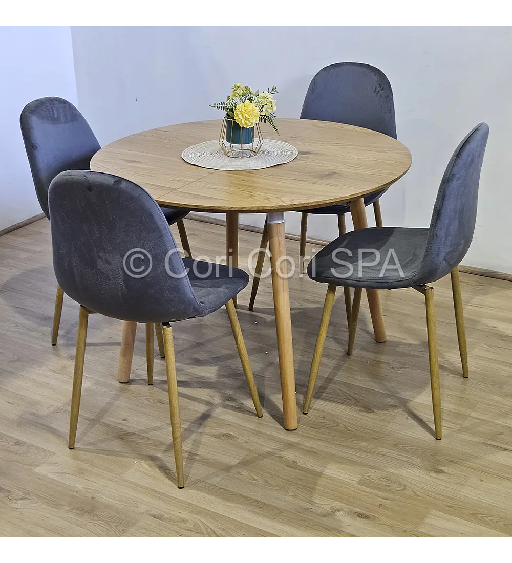 Comedor Mesa Expandible (100 - 180cms) + Sillas Scoop Velvet