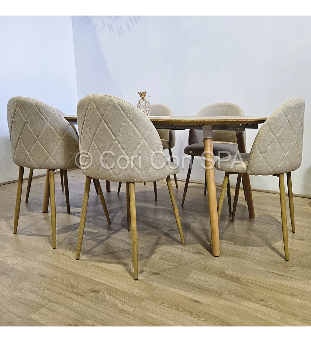 Comedor Mesa Expandible (100 - 180cms) + Sillas Bread Lino