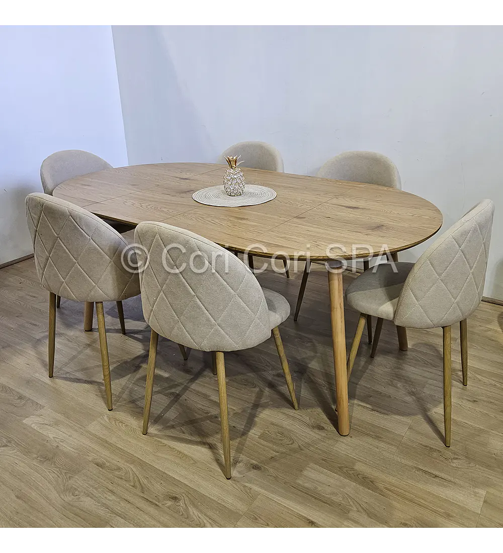 Comedor Mesa Expandible (100 - 180cms) + Sillas Bread Lino