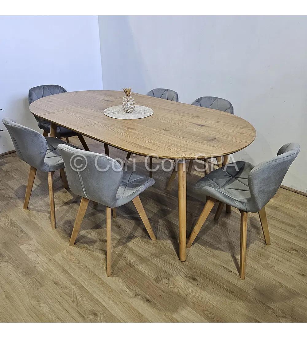 Comedor Mesa Expandible (100 - 180cms) + 6 Sillas Mariposa Velvet
