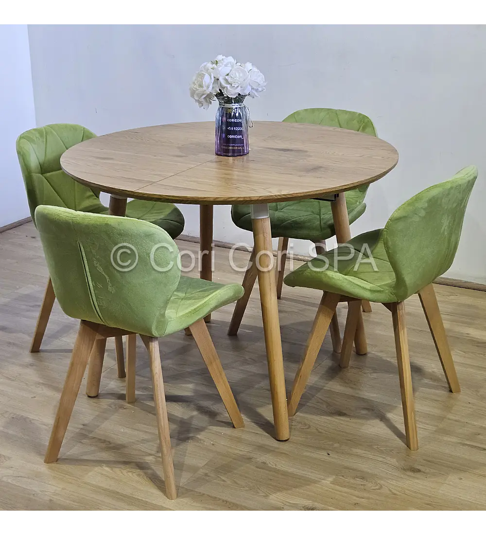 Comedor Mesa Expandible (100 - 180cms) + 6 Sillas Mariposa Velvet