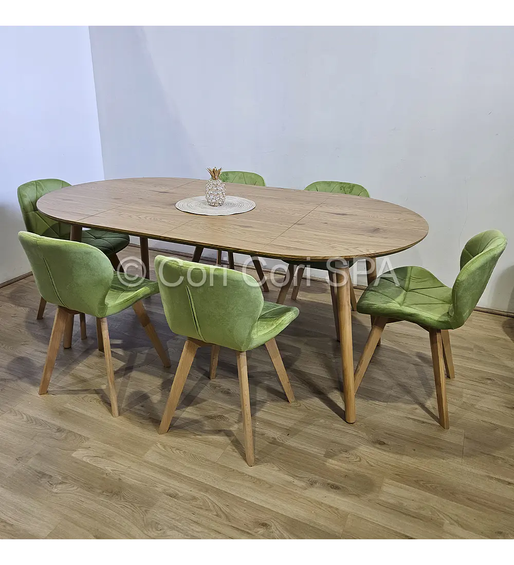 Comedor Mesa Expandible (100 - 180cms) + 6 Sillas Mariposa Velvet