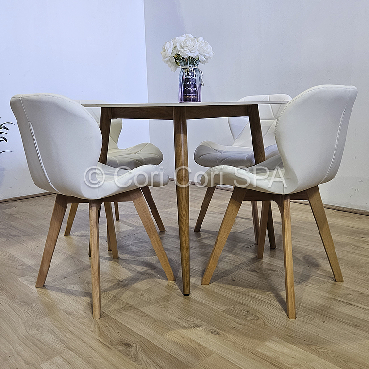 Comedor Mesa Mármol (100cms) + 4 Sillas Mariposa Wood  3
